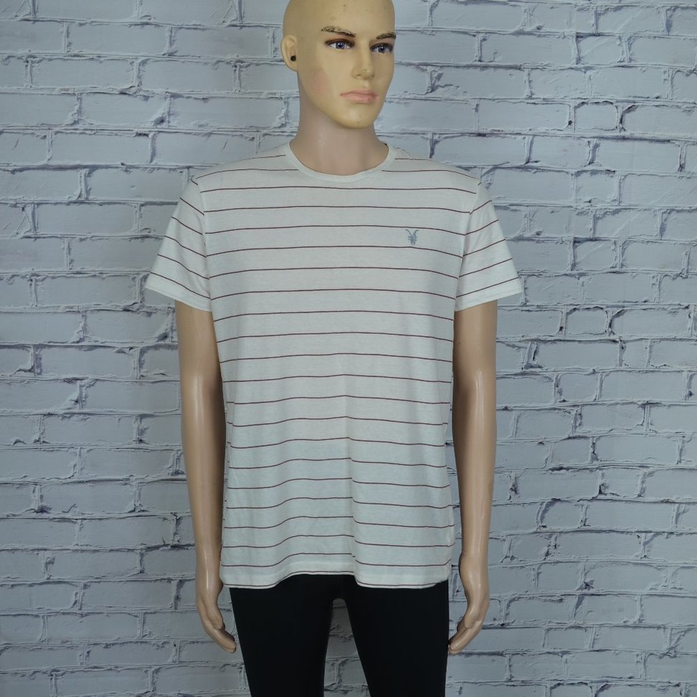 Mens All Saints Tonic Stripe Crew graphic tee t-shirt